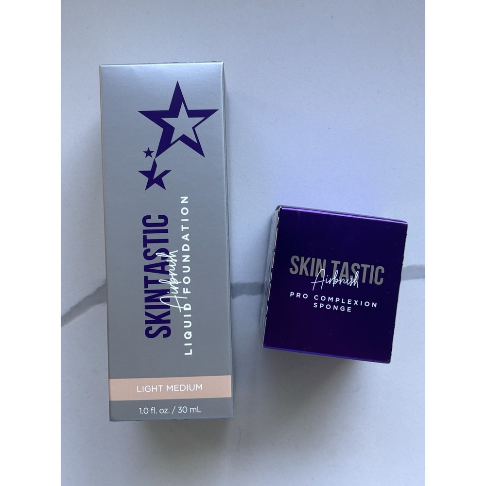 LWYA SKINTASTIC Airbrush Liquid Foundation 1.0 oz LIGHT MEDIUM & Free Sponge